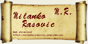 Milanko Rašović vizit kartica